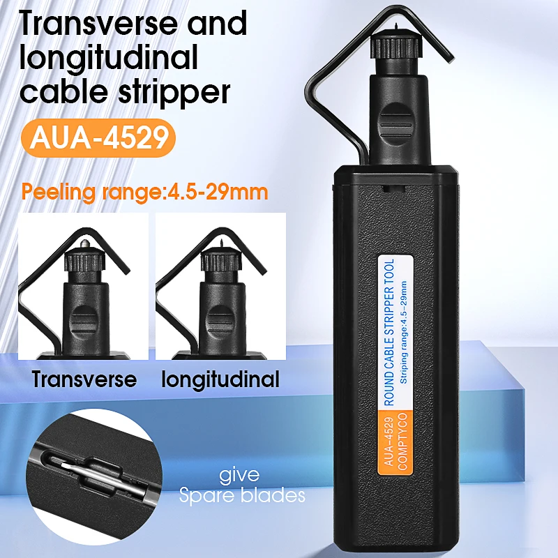 AUA-4529 4.5-29mm/19-40mm Round Cable Stripper Tool Cable Jacket Slitter Longitudinal Transverse Dual Use