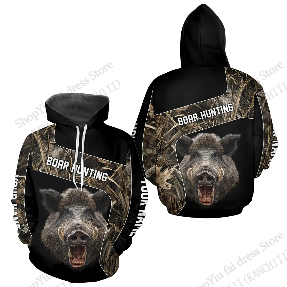 جديد في الهواء الطلق هوديي البلوز التمويه الصيد الحيوان الخنزير البري ثلاثية الأبعاد طباعة هوديي الرجال النساء موضة ملابس رياضية الرجال الملابس