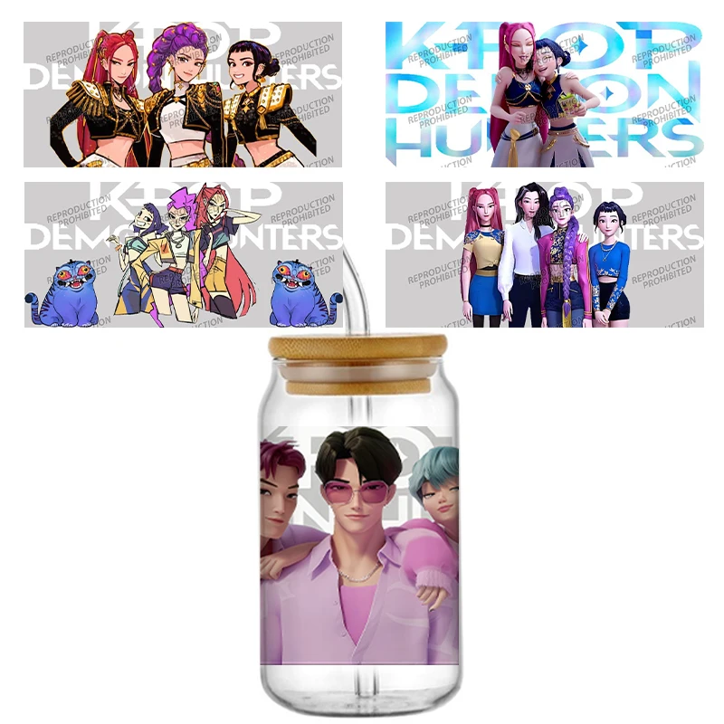 شيطان الصيادين فيلم Kpop نمط 16 أوقية الأشعة فوق البنفسجية DTF كأس التفاف الكرتون Libbey الزجاج البيرة يمكن بهلوان ملصقات لاصق مقاوم للماء