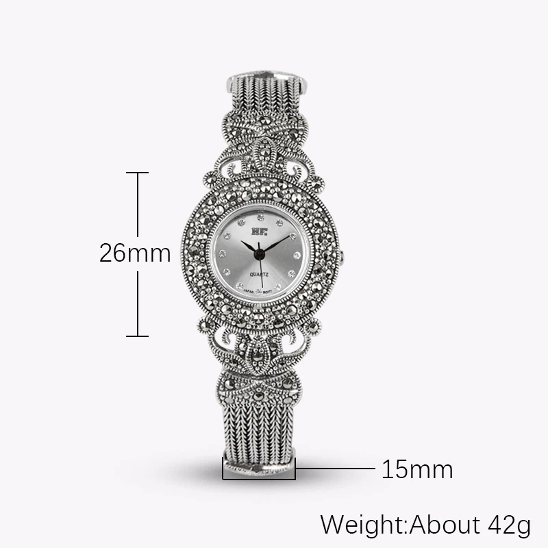 YYSUNNY Elegant Round Women Wrist Watch Classic S925 Sterling Silver Strap Fashion Ladies Jewelry Accessories Birthday Gift