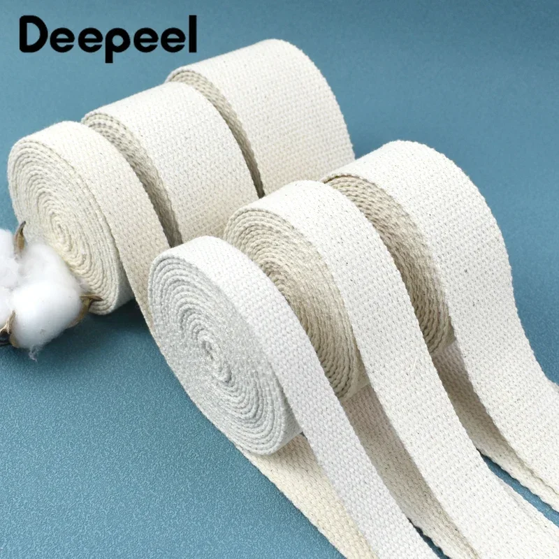 4M 10-50mm Cotton Webbing Bag Strap Canvas Belt Backpack Sewing Tape Ribbon Garment Cottons Fabric Braid Binding Band Material