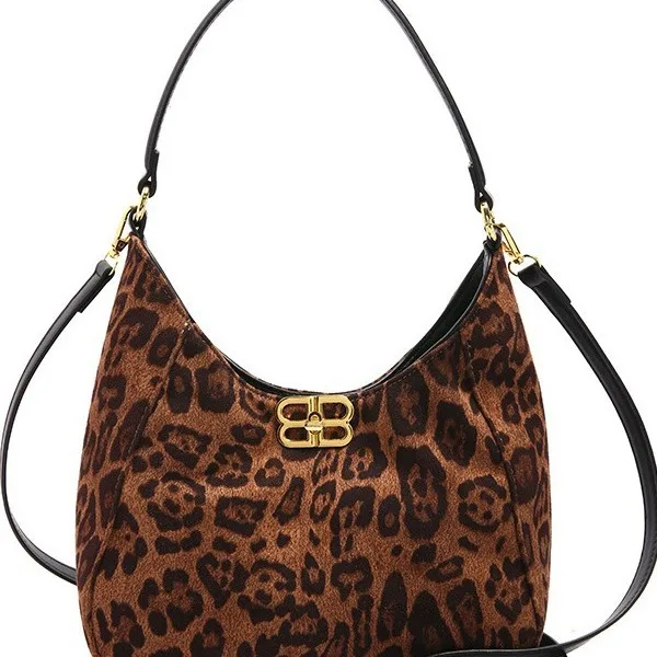‌ Borsa a tracolla in pelle scamosciata da donna alla moda 2025 - Borsa tote con stampa leopardata per lo shopping e le gite, leggera con tracolla regolabile ‌