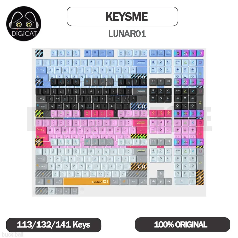 

KeysMe Lunar01 Keycaps 113 141 132 Keys KDA PBT Keycaps Custom For Gamer Mechanical Keyboard KeysMe Accessory Diy Keycap Gift