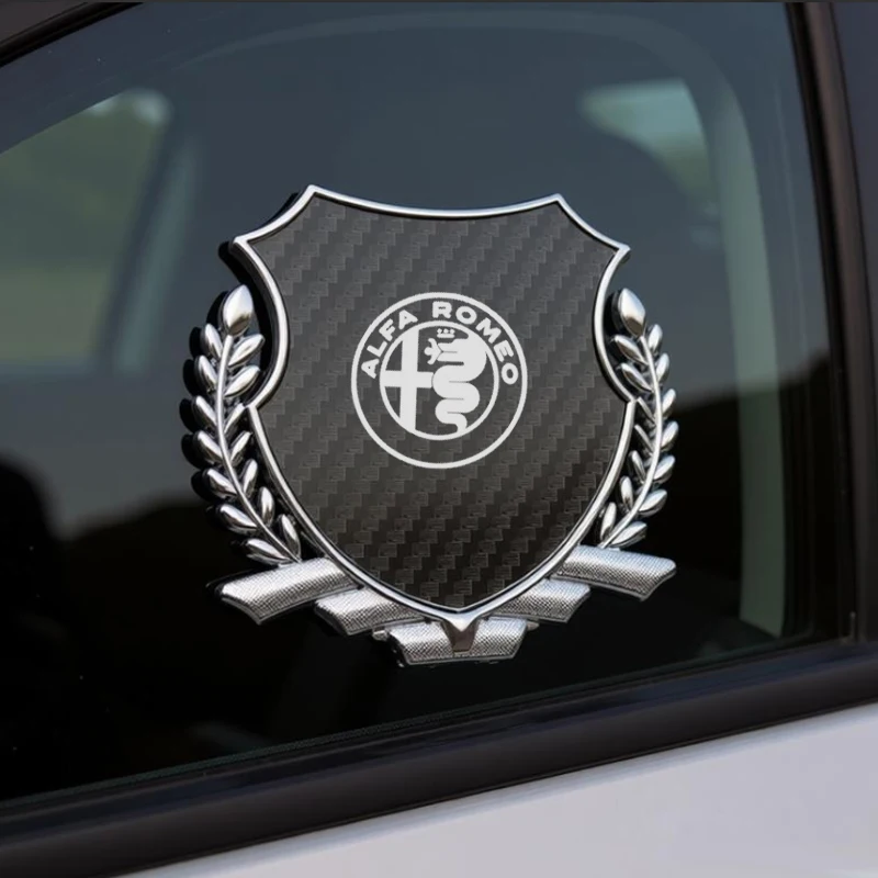 For Alfa Romeo Logo Brera Giulia Mito Stelvio GT 4C 155 156 166 159 3D Metal Car Body Sticker Mirror Effect Window Side Badge