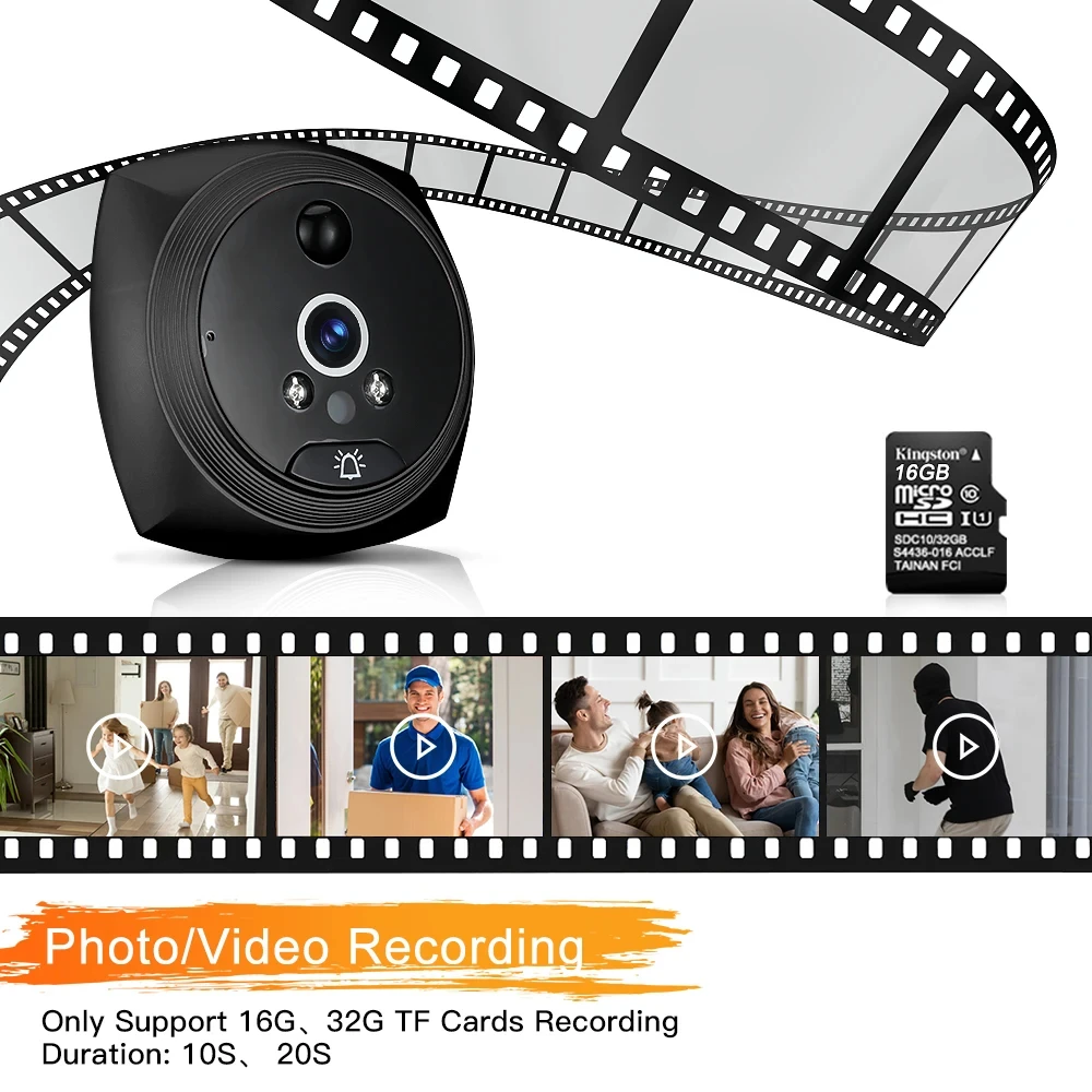 Visual Doorbell Camera With 4.5" Screen – 1080P Night Vision, Motion Detection, 3800mAh Battery, 12 Languages For Home & Office