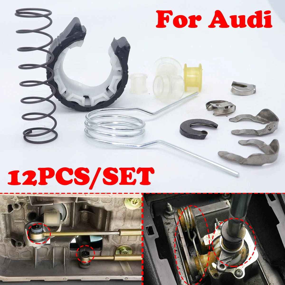 

12pc Complete Set Upgrade Bushing MT Gearbox Rebuild Kit Shifter Lever Adjuster For Audi A2 8Z 2000-2005 A3 8L A3 8P 2003 - 2013