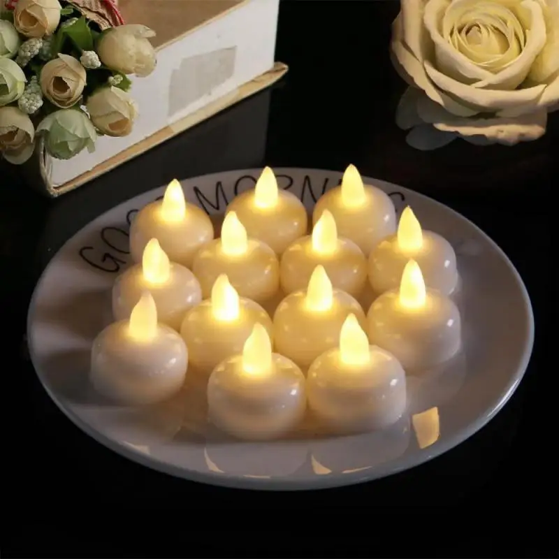 1~10PCS Pack Of 6 Flickering Flameless Waterproof Candles Lamp Floating On Water Led Plastic Battery Operated Tea Lights For