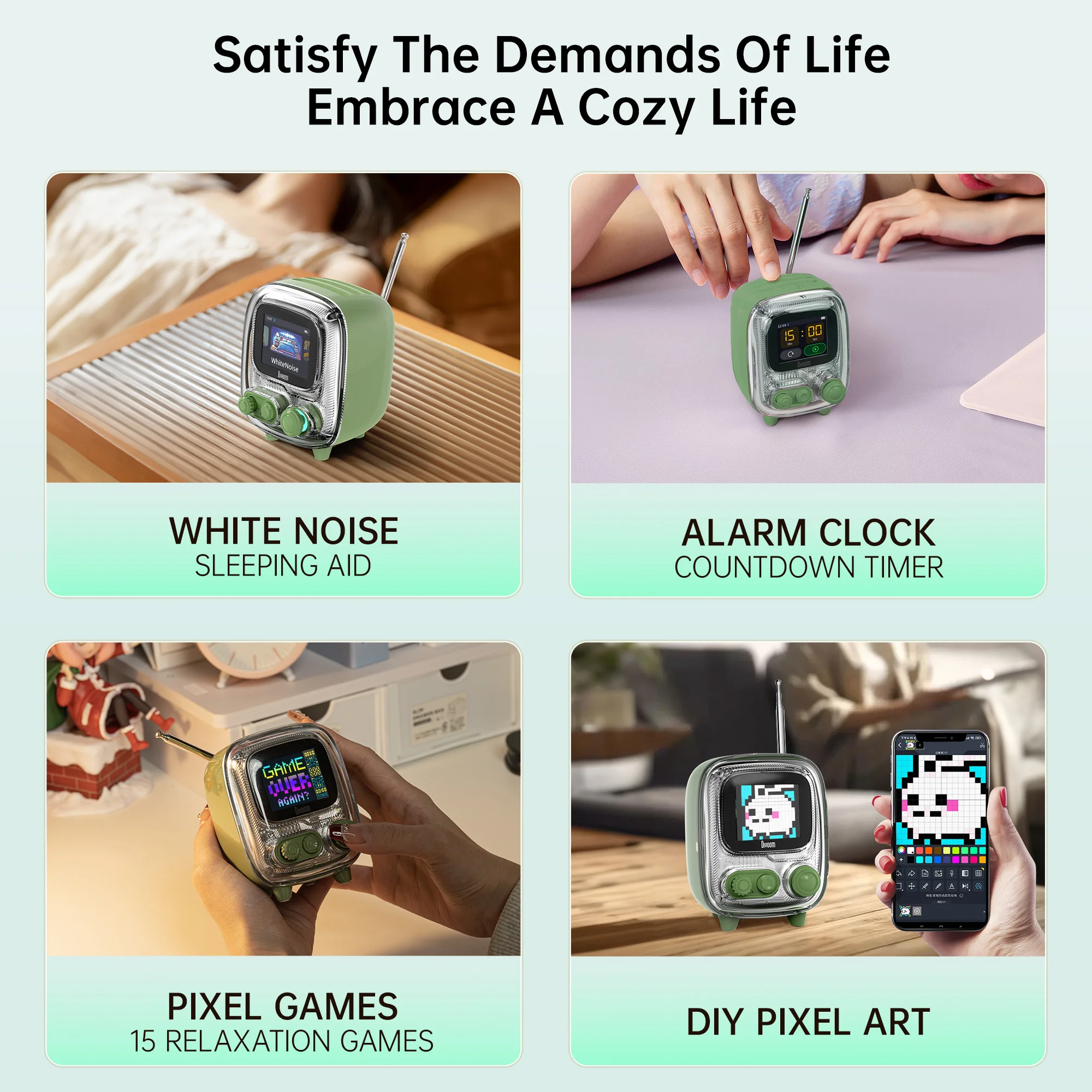 Divoom T- Santooo-2 Tragbare Mini-Retro-Bluetooth-Radios AM FM Vintage Schlafhilfe Bluetooth-Lautsprecher hochwertiger Subwoofer 2025, Neu