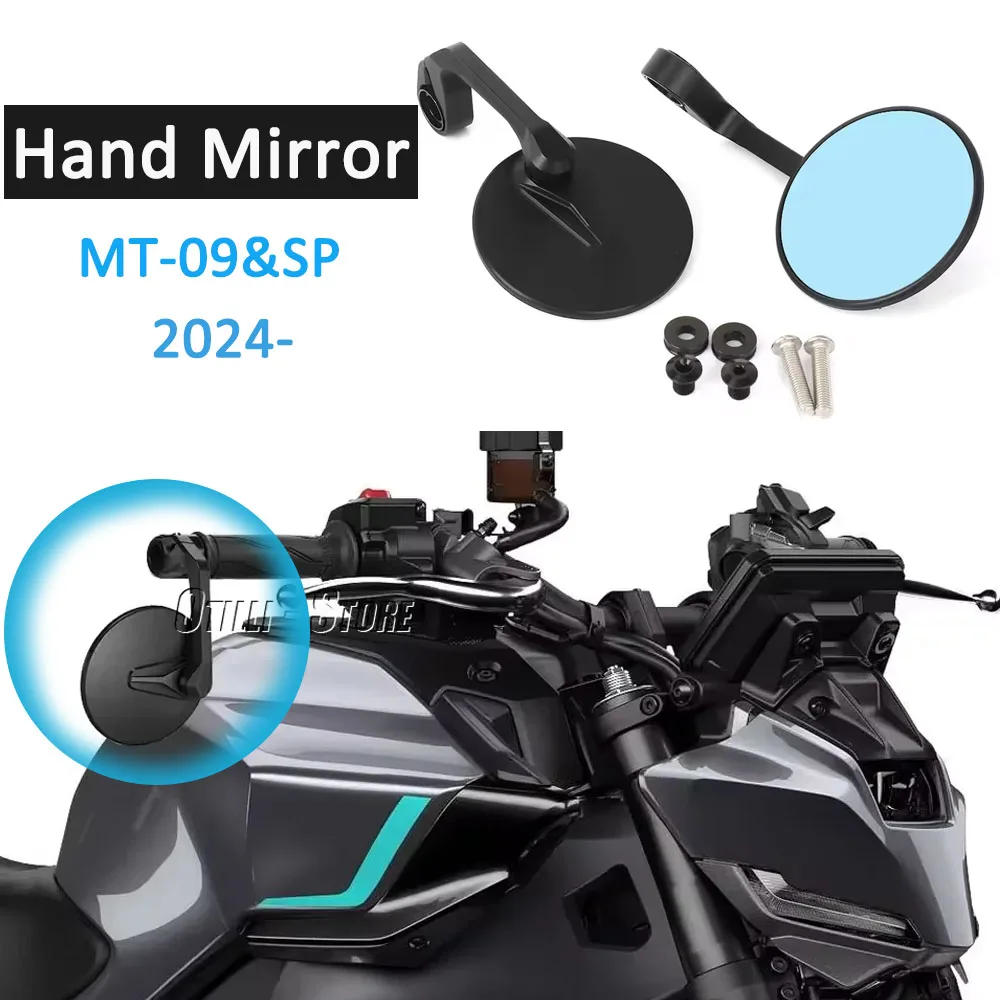 

Rearview Mirror Motorcycle Side Mirror Handle Adjustable Retro Black With Blue Lens For Yamaha MT09 SP MT-09 2024 2025