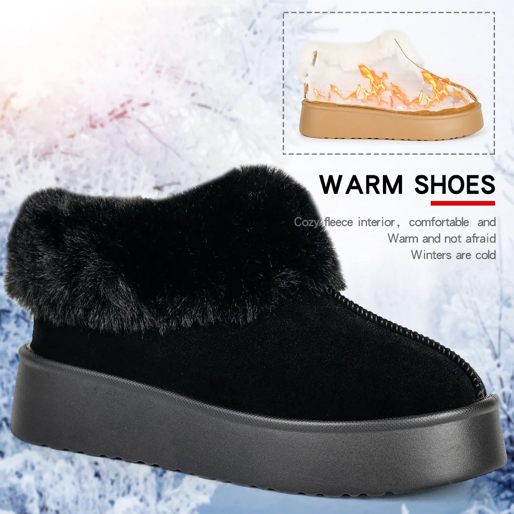 Big Size Snow Boots Lazy High-grade Warm Women Cotton Shoes Increase Thick Soles Women Botas Mujer Hot Selling