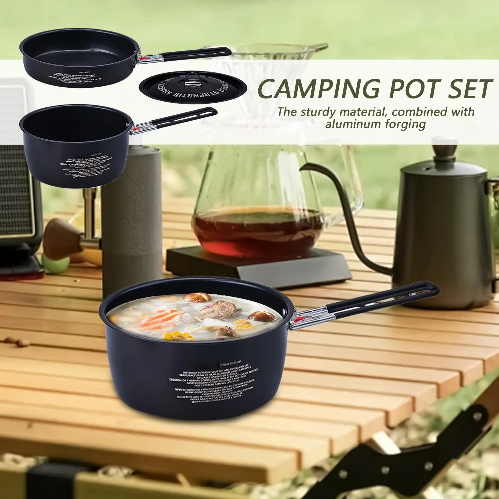 

Camping Cookware Set Backpacking Cooking Set Stewing Frying Outdoor Compact Tools For Survival Backpacking Hiking Hunting RV