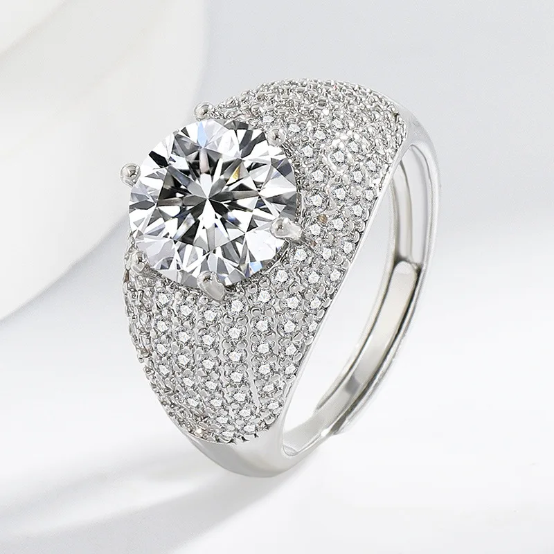 

Стерлингового серебра 925 пробы, большой циркон с микрошипами и бриллиантами, модное кольцо, подарок на день рождения, годовщину, свадьбу