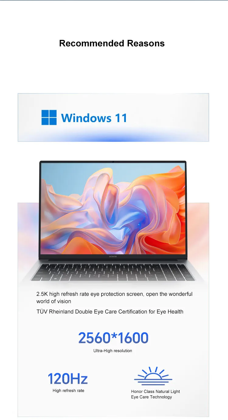 Honor Laptop X16 Plus 16-inch 2024 Riptide R7 8845HS 16GB/32GB RAM 512GB/1TB/2TB SSD 2.5K 120Hz Thin & Light Notebook Computer