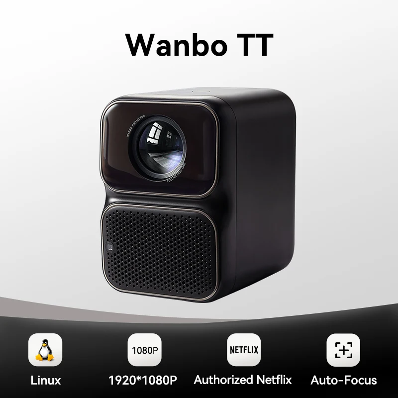 

Wanbo TT Projector Netflix Certified 1080P Linux System Mini Projector, 650ANSI 4K Dolby Audio HDR10 Smart Home Theater Projetor