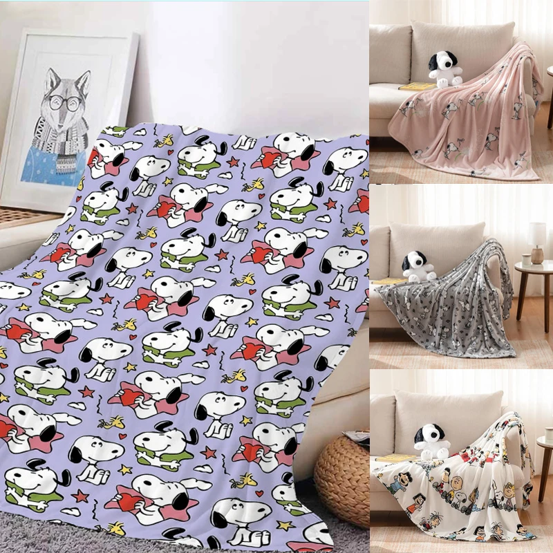 

Snoopy Winter Flannel Blankets for Beds New Solid Coral Fleece Faux Fur Throw Coverlet Sofa Cover Bedspread Soft Fluffy Blankets