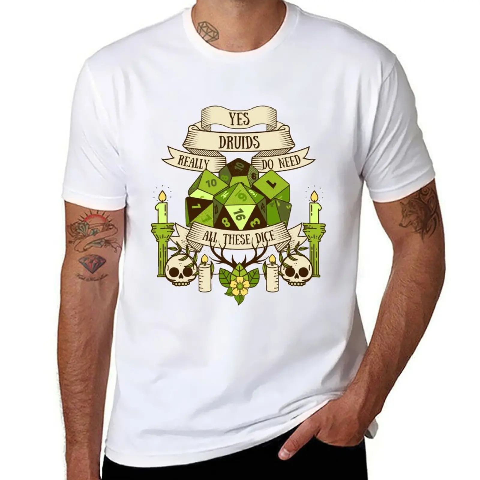 

yes i really do need all these dice Druid T-Shirt man t shirts cotton man graphic t shirt T-Shirt