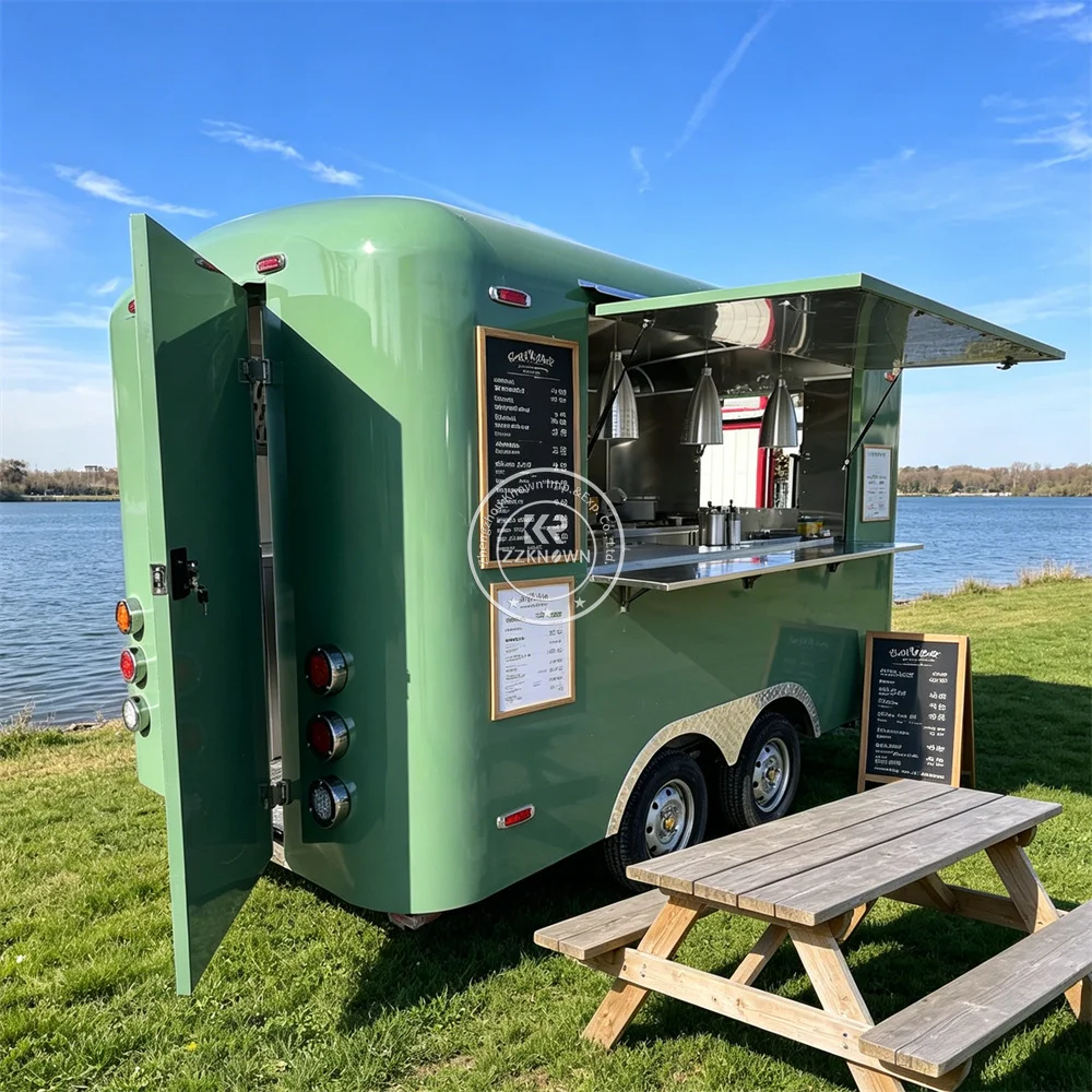 Professional Concession Food Trailer Mobile Kitchen Outdoor Dining  Coffee Burger Pizza Hot Dog Food Truck Fully Equipped