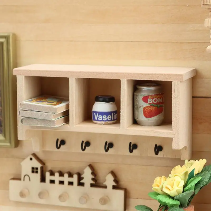 1pc Dollhouse Living Furniture Decoration Dolls House Accessories1/12 Dollhouse Simulation Mini Wall Shelf Hanging Rack Model