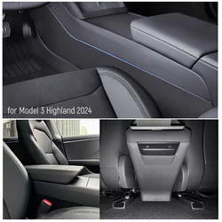 For Tesla Model 3 Highland 2024 Center Console Soft TPE Anti-Kick Pads+Backseat Center Console Base Cap+Dirtyproof Armrest Cover