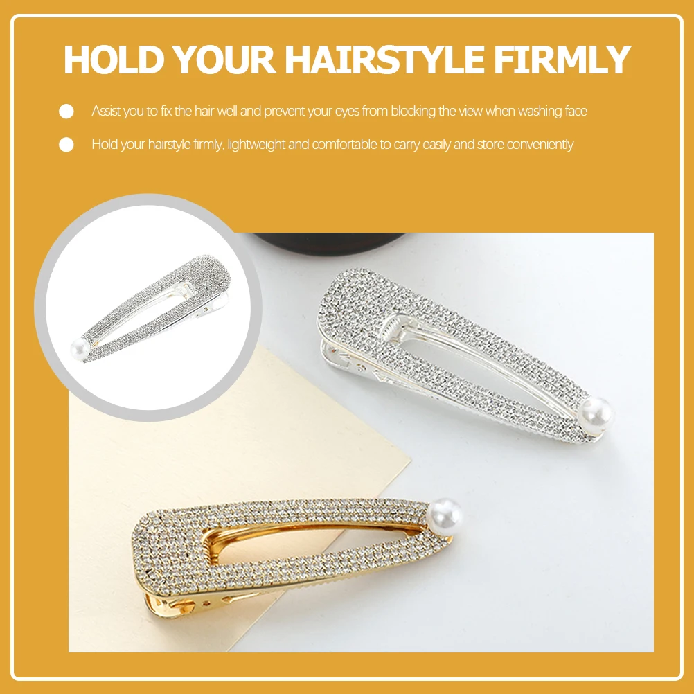 

2 Pcs Pearl Hair Clip Pins with Pearls Bridal Clips Rhinestone Snap Bobby Small Wedding Handmade Hairpins