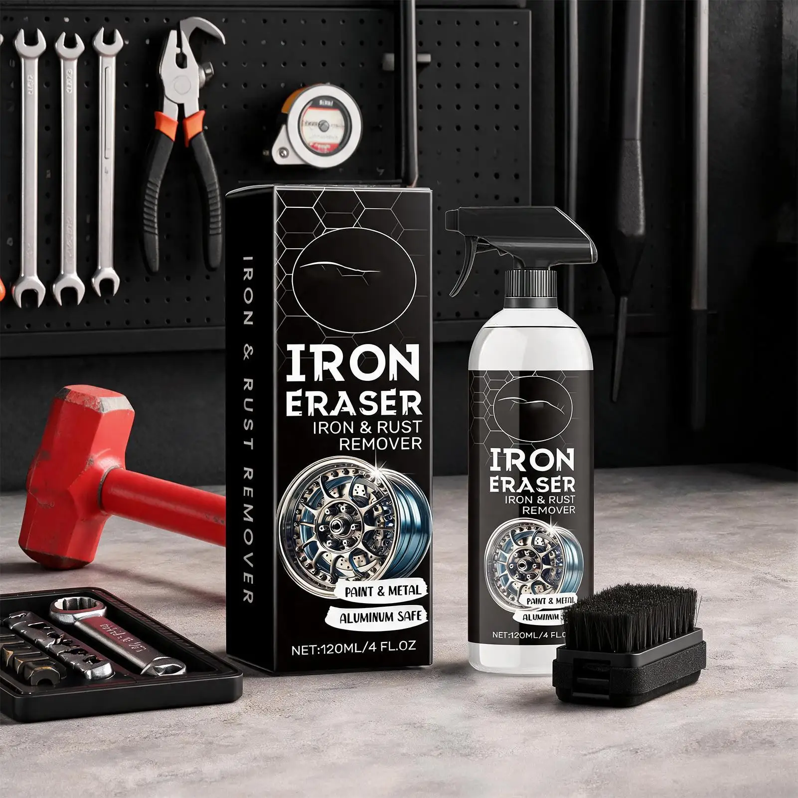 Iron Remover | Heavy-Duty Fast Acting Coating Cleaner | 120ml Car Paint Iron Removal Spray | for Paint Wheel Brake Rim Chain Doo