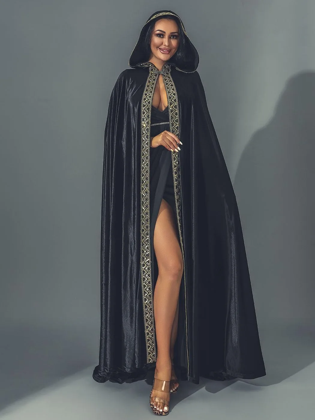 جديد Hatl عباءة طبقة واحدة الذهب الأزهار تقليم loween تأثيري دور بلانغ عباءة المرأة العرقية زي المرحلة زي