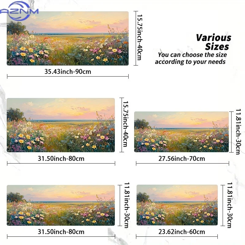 Wildflower Meadow Mouse Pad, Rubber Material, Multiple Specifications Available, Ideal for Programmers & Gamers, Perfect as Grad