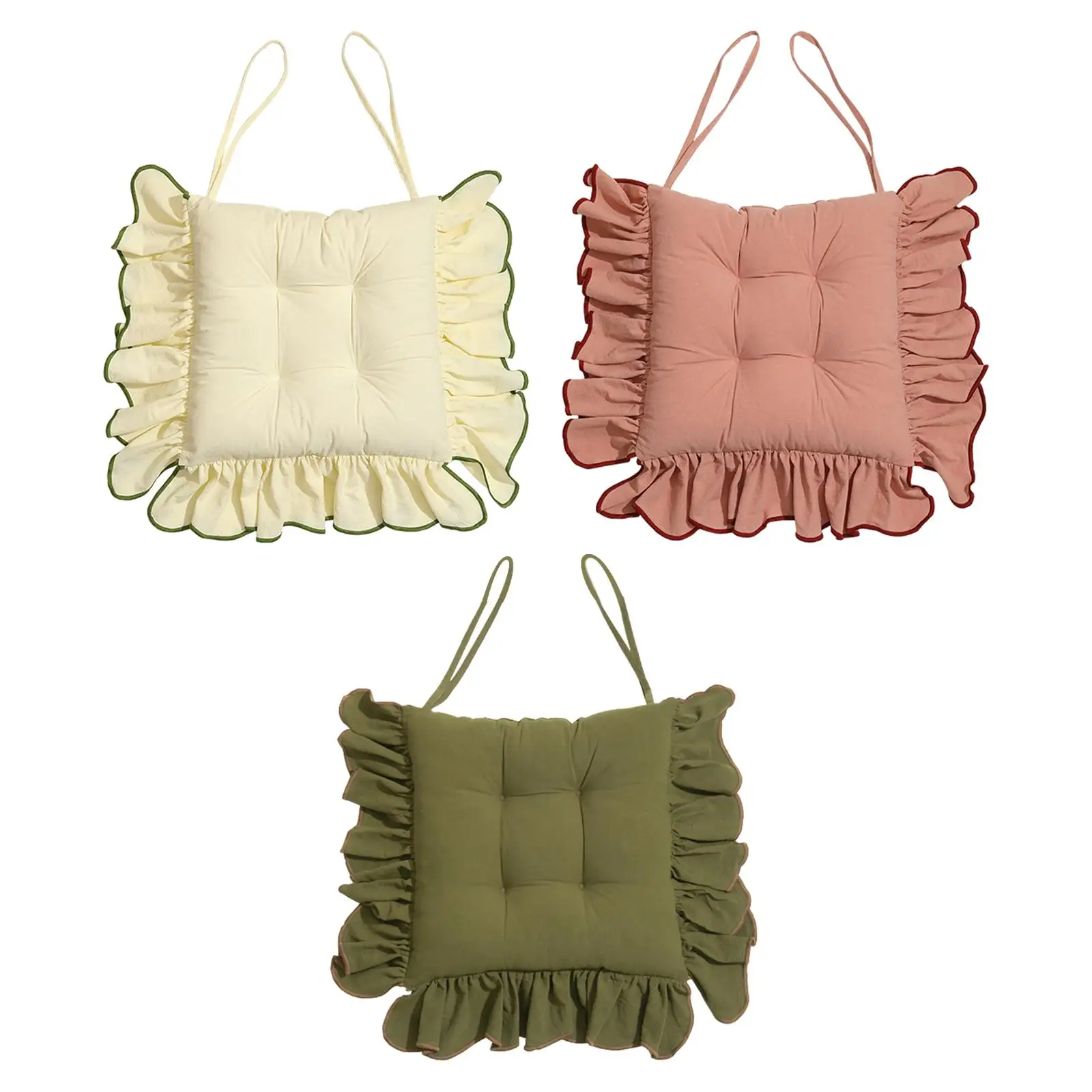 Chair Cushion Elegant for Home Dining Room Square for Kitchen Office Anti Slip for Dining Chairs with Ties 40x40cm with Ruffles