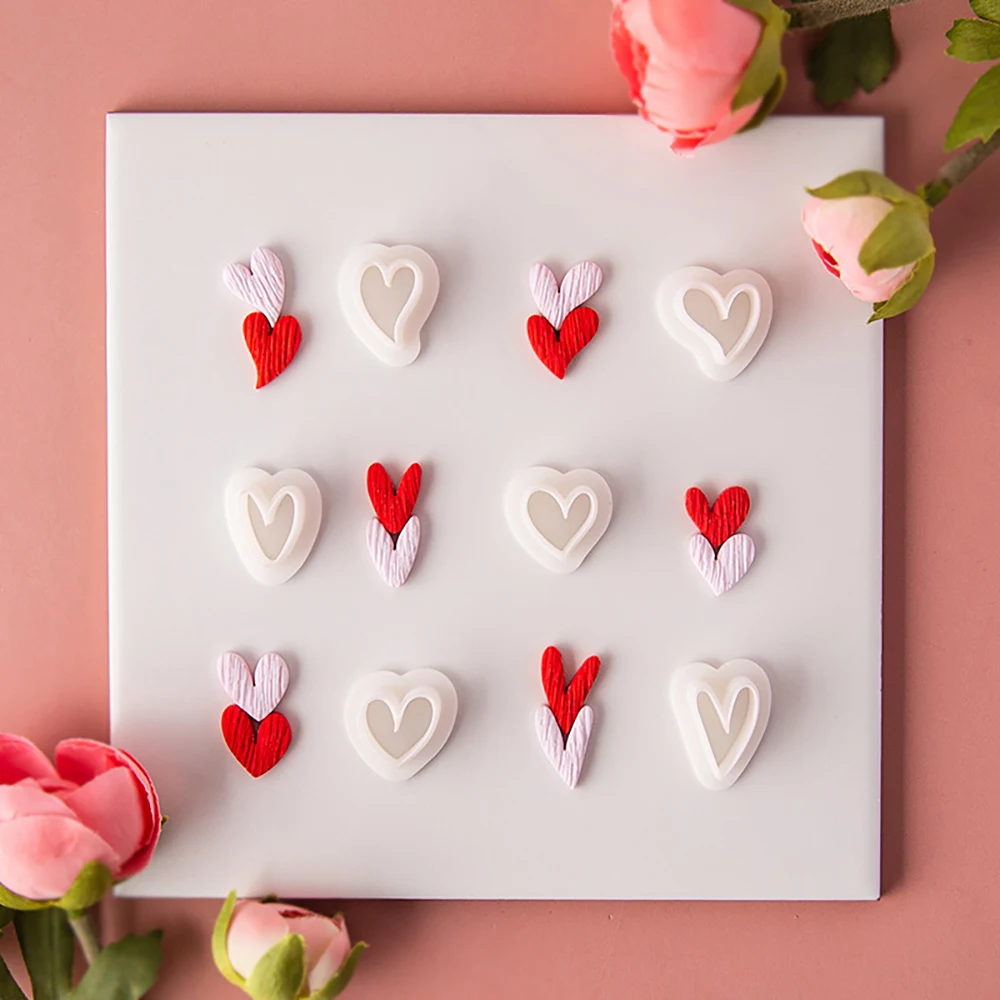 10pcs Heart-Shaped Set Polymer Clay Cutters Valentine's Day LOVE Shape Clay Mold DIY Ceramic Earrings Jewelry Making Tools view 3
