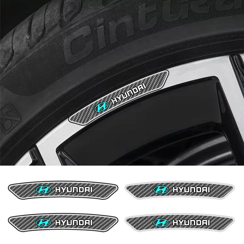 

4pcs Carbon Fiber Car Wheel Rim Stickers Auto Refit Accessories For Hyundai I30 I20 Creta Matrix Kona Elantra Getz Sonata
