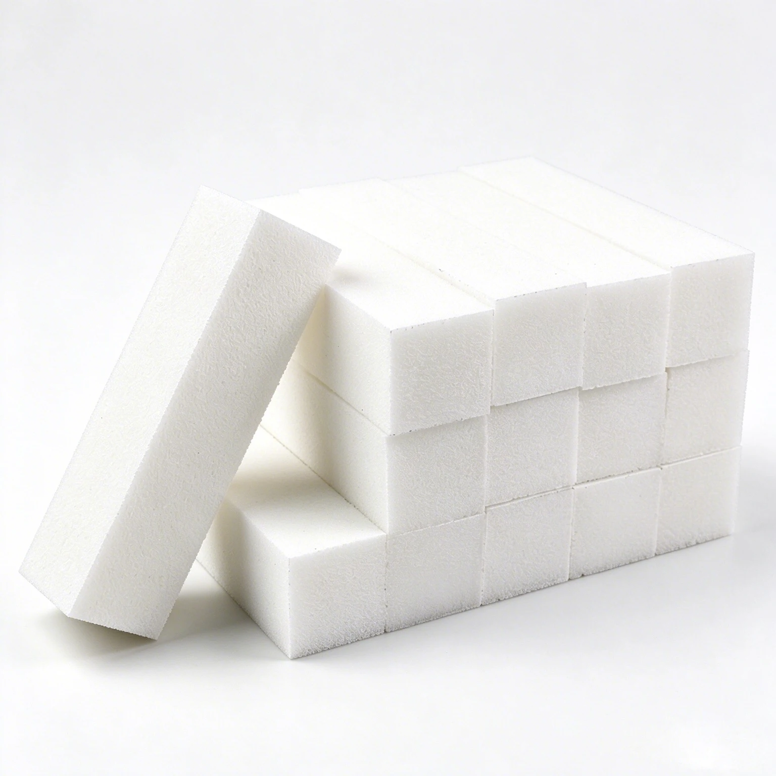 `50Pcs 4 Sided White Sponge Nail Buffer Block 120Grit Foam Nail File, Nail Sanding Polishing Blocks for Gel Acrylic Fingernail