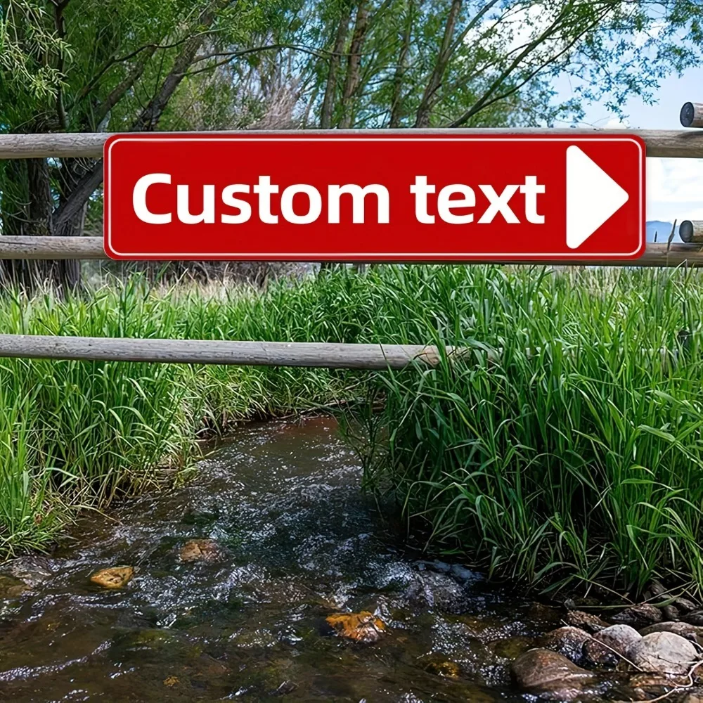 Custom Aluminum Direction Sign, Personalized Text Right Side, 10x40cm UV Print Wall Art For Home Shopping Mall