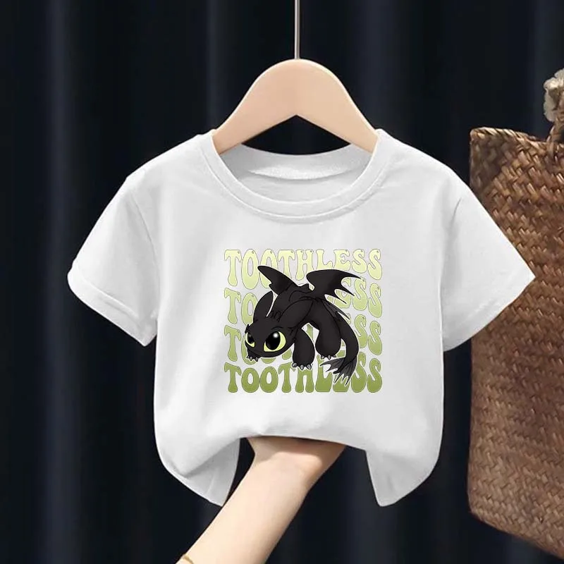 

Toothless Dragon Child Cotton T-shirt Boys Girls Cartoon Light Fury Print Short Sleeve Tees Anime Summer Casual Tops Kids Gifts