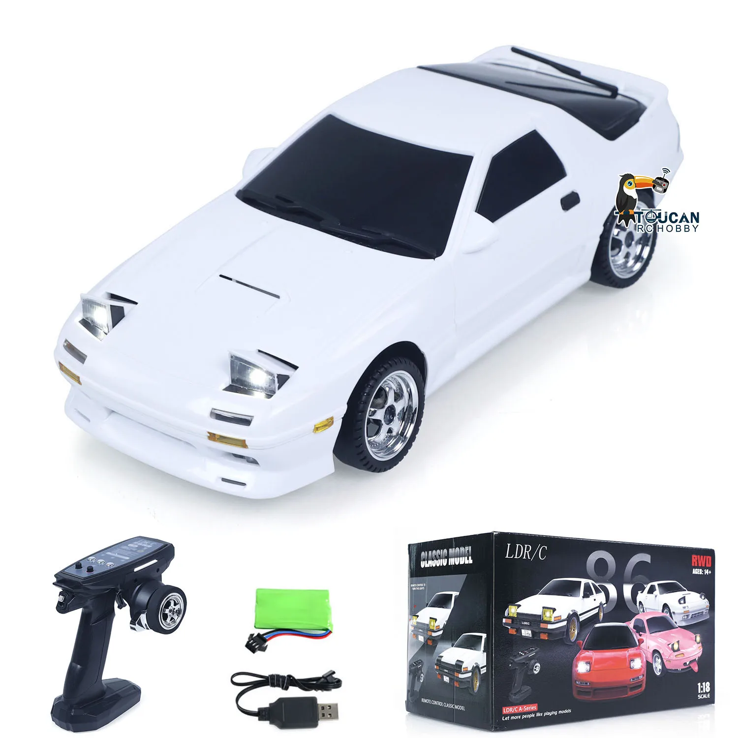 

US Stock LDRC 1/18 RX7 RC Racing Drift Car RWD LD1802 Gyroscope Wireless Control Exciting Racing Car Toy Models Gift for Boys