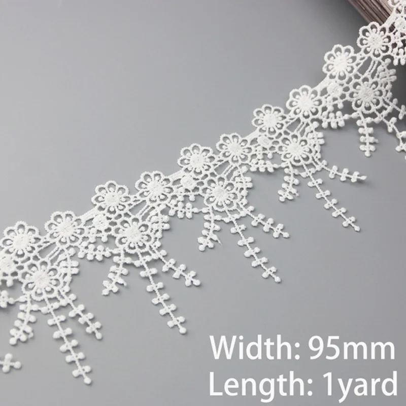 (1 yards/lot) White Flower Handmade Lace Jewelry Patchwork Material Lace Ribbon DIY Wewing Garment Accessories Butterfly Pattern