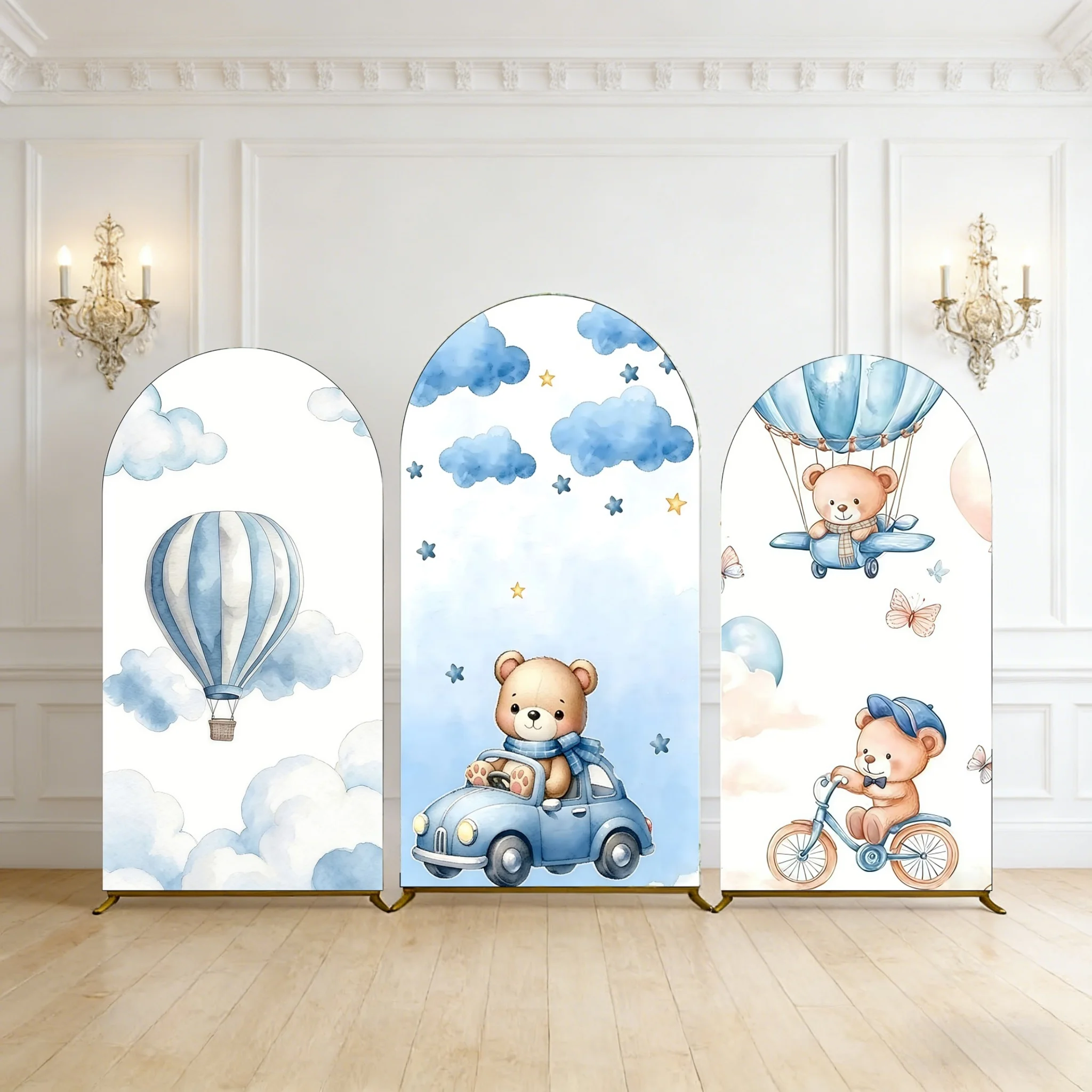 

Фон для фотосессии на день рождения новорожденного: арка, медвежонок, автомобиль, воздушный шар, декор для детского дня рождения, фон для детских портретов