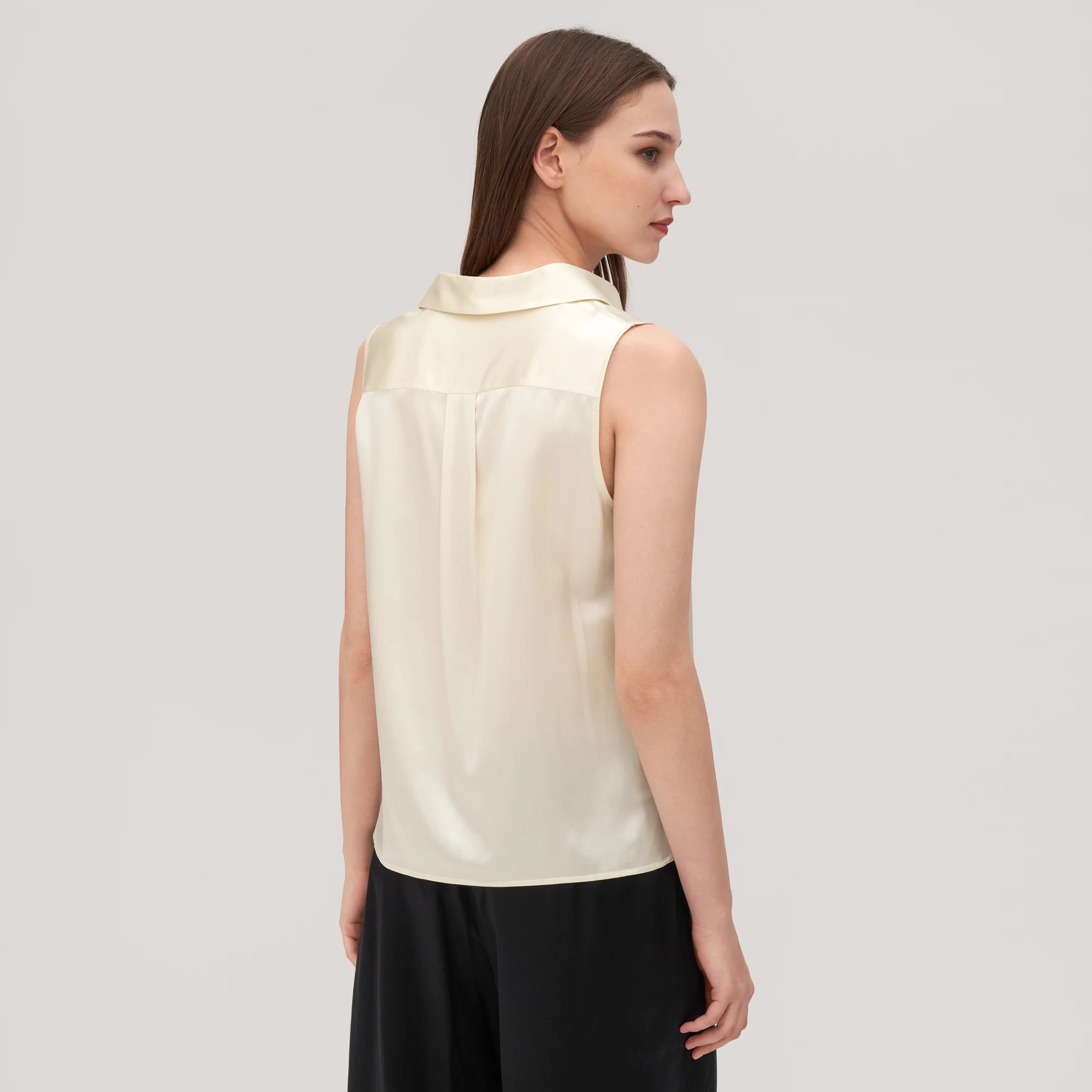 LILYSILK Summer Women Silk Blouse 2022 Femme Elegant 22 Momme Plain V-Neck Sleeveless Top Ladies Office Outfits Free Shipping