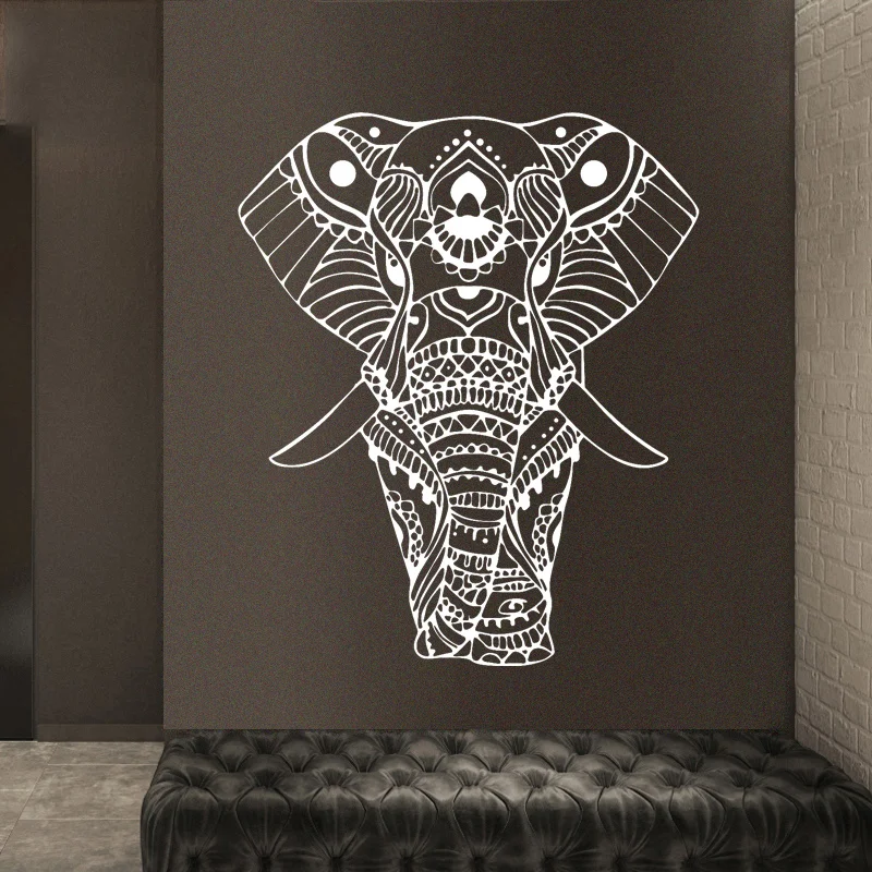 Mandala joga Ornament indyjski budda bóg słoń naklejki ścienne winylowa dekoracja do domu salon naklejki do sypialni zmywalny Mural M613