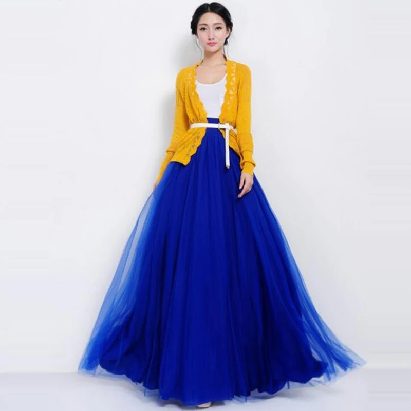 Maxi Long Skirt Autumn Womens Tulle Skirts Wedding Bridesmaid Tutu Skirt Ball Gown  Faldas Saias Femininas Jupe