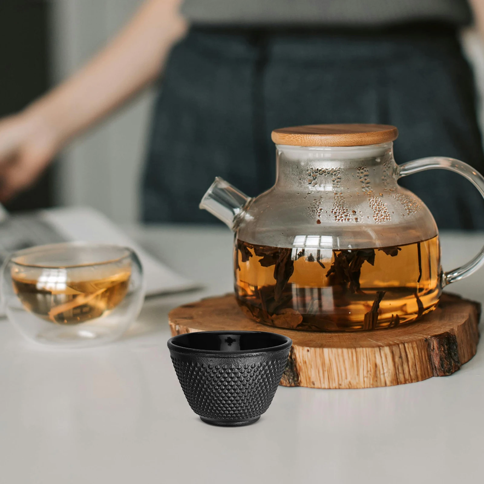 

2Pcs Chinese Tea Cups Cast Iron 120ml Sturdy Daily Use Retro Drinkware Office Home Japanese Tea Cup Japanese Cup