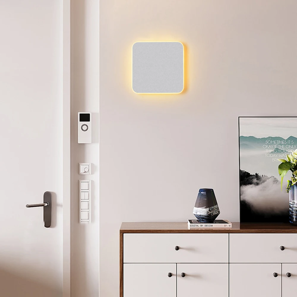 Round/Square 8W 12W Led Indoor Wall Lamps Bedroom Living Room Lighting White Black Wall Lamp Aluminum Wall Lights Fixtures