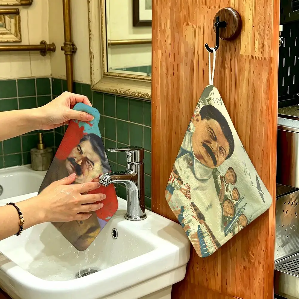 Lenin Joseph Stalin Polyester Cotton Hanging Hand Towel, Super Absorbent Hand Wiping Towel for Daily Household Use