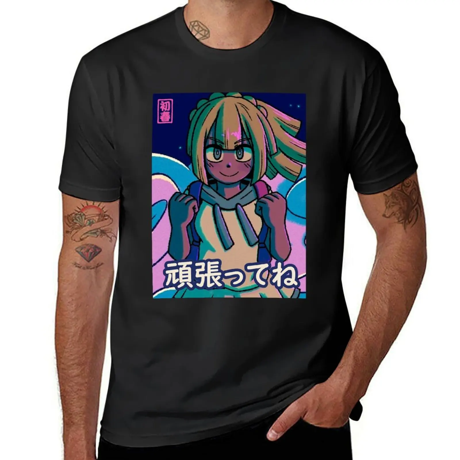 Vaporwave anime aesthetic lillie sun and moon T-Shirt boys whites Aesthetic clothing Men's t shirts