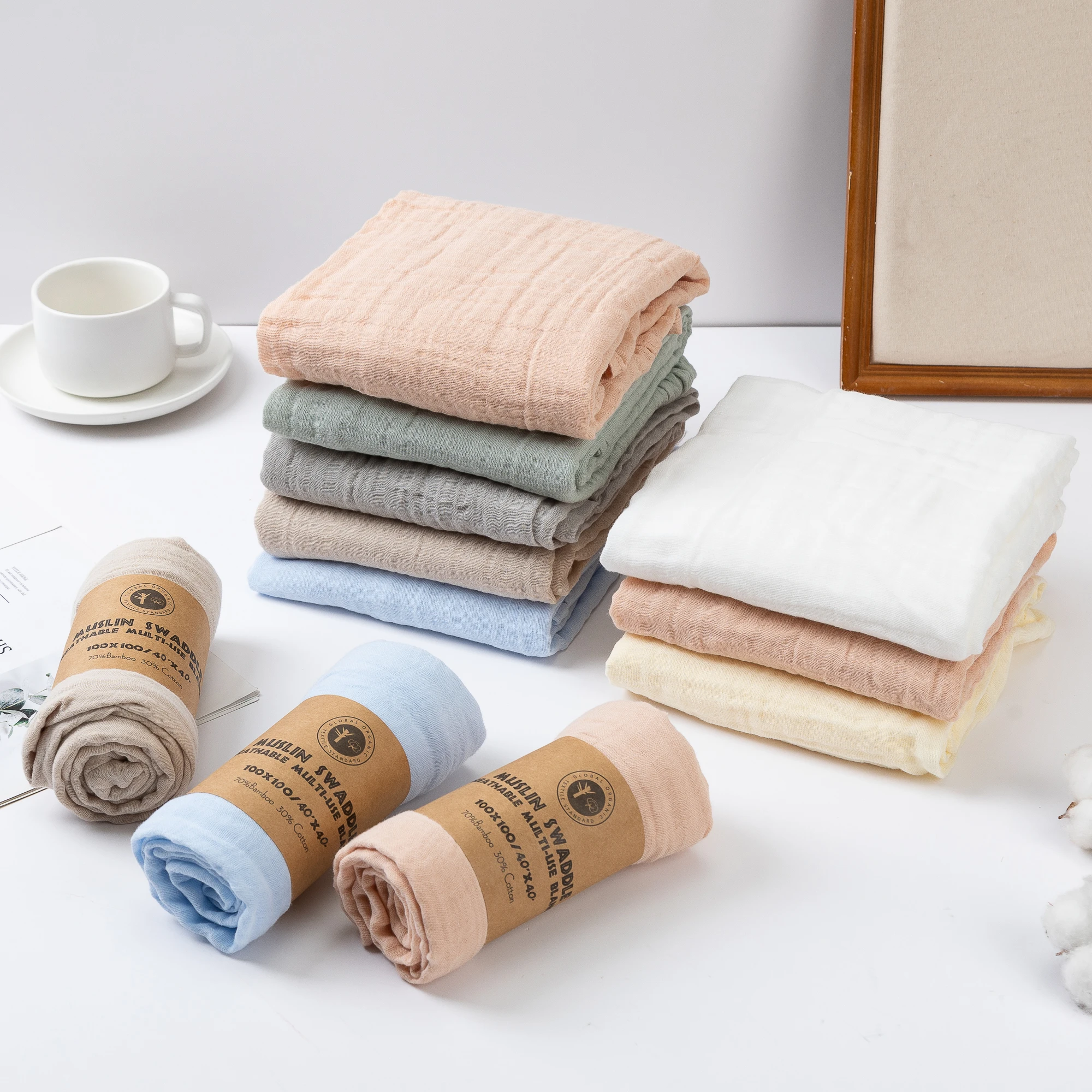 

100cm*100cm 2 Layers Baby Receive Blankets Newborn Muslin Cotton Swaddle Bedding Infant Bath Towel Sleeping Mat Birthday Gift