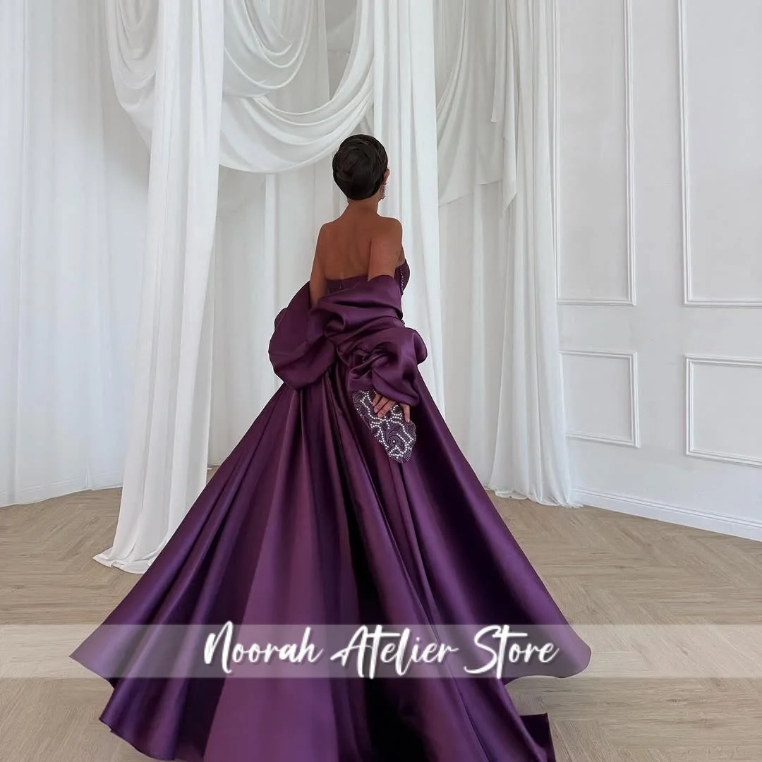 New Luxury Purple Evening Dresses With Long Sleeves For Women Strapless Corset Aline Party Gown Robes De Soiree Customized