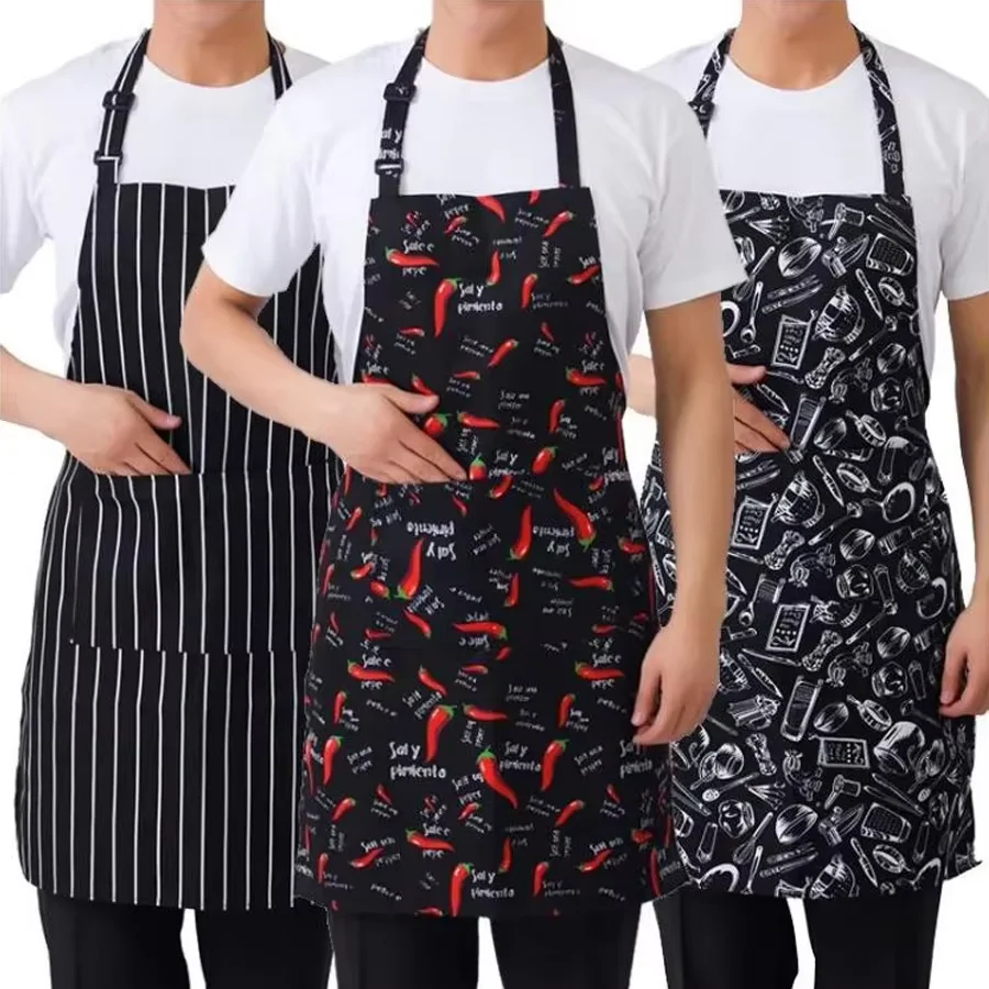 Verstellbare halblange Schürze für Erwachsene, gestreifte Restaurant-Kochschürze, Schürze für Kaffeehaus- und Hotelpersonal, schmutzabweisende Schürze für Restaurantküchen