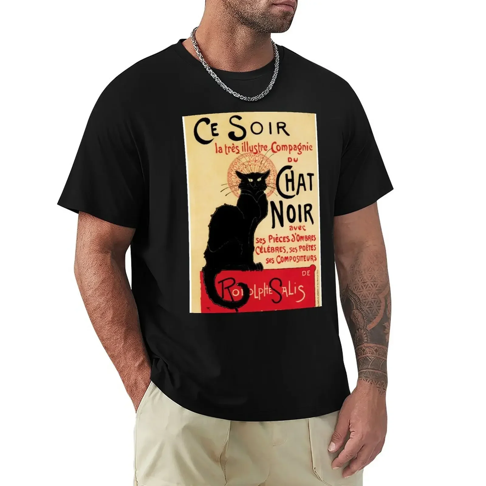 The black cat, le chat noir famous art nouveau ad T-Shirt street wear mens t shirts top quality