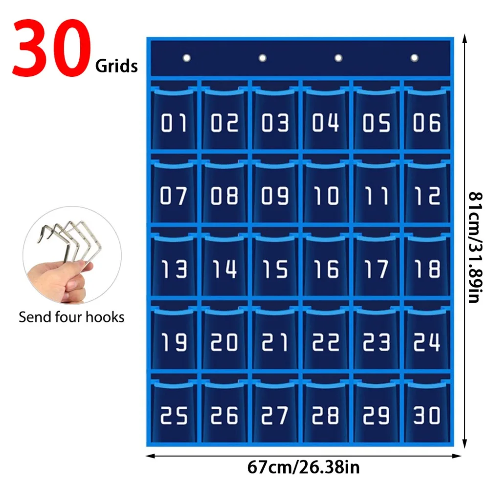 30/36/42/48 Grids Phone Hanging Bag Numbered Thickened Door Hanging Bag Wall-mounted Phone Storage Bag for Calculators Pens Keys