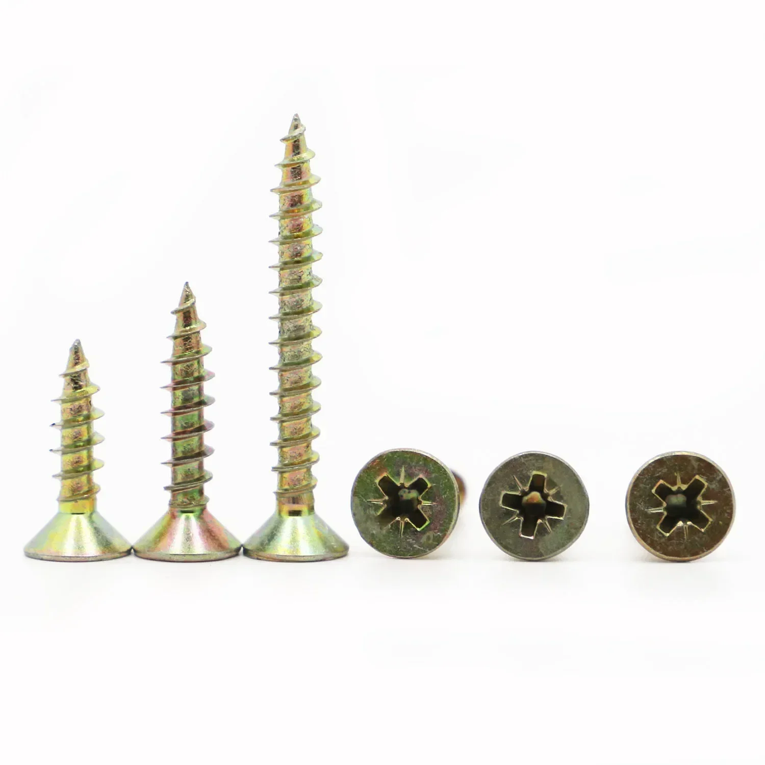 M3,5 M4 M5 Farbe verzinkter Stahl Ccross versenkte Flachkopf-Faserplatten-Spanplatte selbstschneidende Holzschrauben – Detail 2