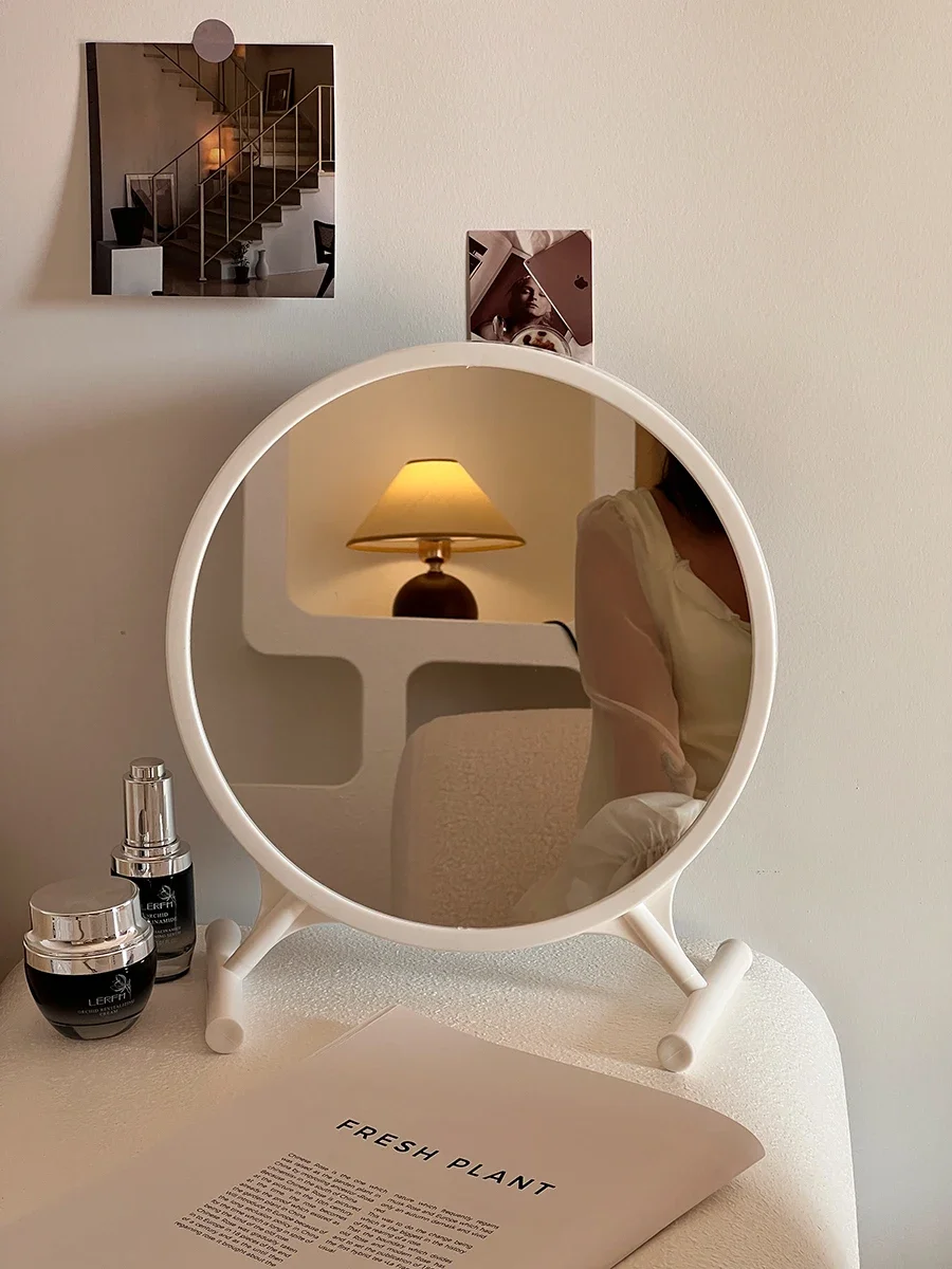 Simple Style Desk Mirror Cosmetic Mirror Bedroom LED Light Mirror Student Dormitory Desk Type Fill-In Light Mirror Size 30 40 cm